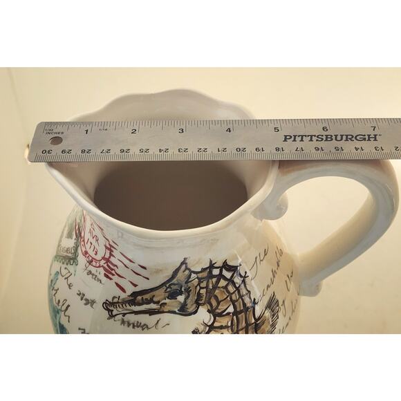 PITCHER/VASE-MAXCERA-STAMP SEAHORSE-Large Pourer-Seahorse Ocean Motif-10 Cups - Picture 11 of 11